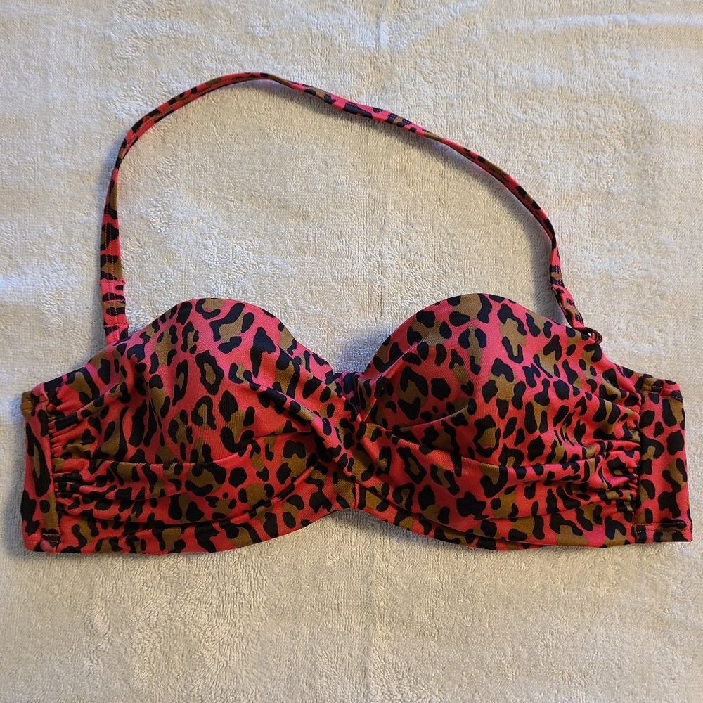 Victoria secret bikini top, 36 B, red leopard
